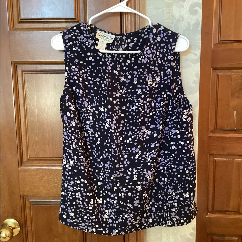 Pendleton Women's Black and Purple Sleeveless Blouse